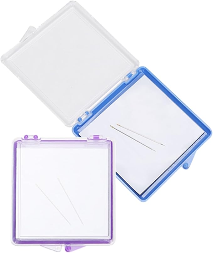 Kodrily 2Pcs Magnetic Needle Case Set, Magnetic Needle Holder with 4 Pins, 2.8x3 in Sewing Needle Case, Sewing Needle Holder, Needle Organizer for Cross Stitch Sewing Knitting