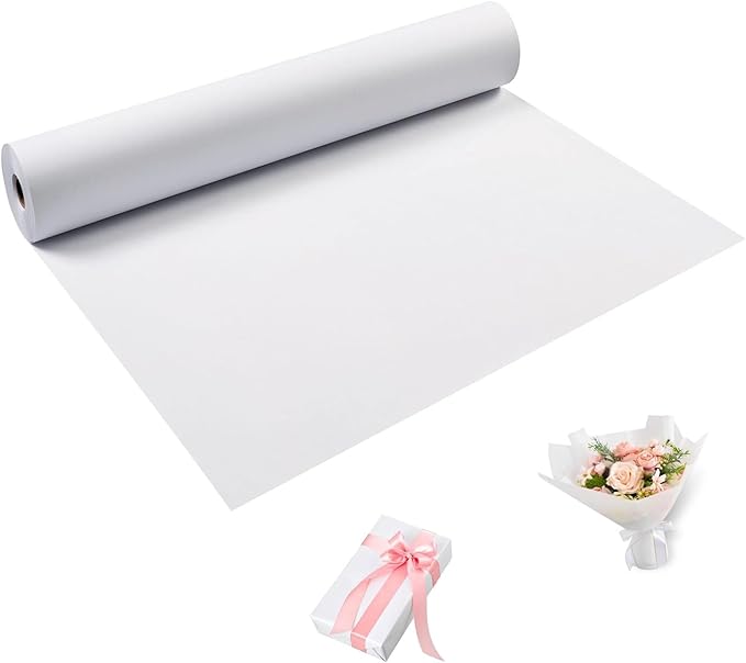 White Wrapping Paper Roll 30"x 2400" Craft Paper Roll for Drawing Painting Art Supplies, White Paper for Easel Poster Bulletin Board, Kraft Paper Roll for Packing Moving, Gift Wrapping