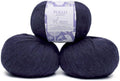 Pullu - Baby Alpaca Merino Wool Yarn Set of 3 Skeins (150 Grams) Worsted Weight - Sourced Directly from Peru - Heavenly Soft and Perfect for Knitting and Crocheting (Navy Blue)
