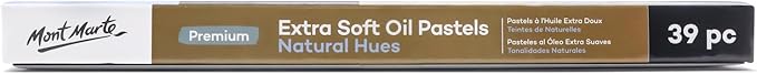 Mont Marte Extra Soft Oil Pastels Natural Hues Premium 39pc, Assorted Natural Oil Pastel Colors, Vibrant, Buttery, Versatile Art Pastels for Blending, layering & Shading, Coloring and Sketching