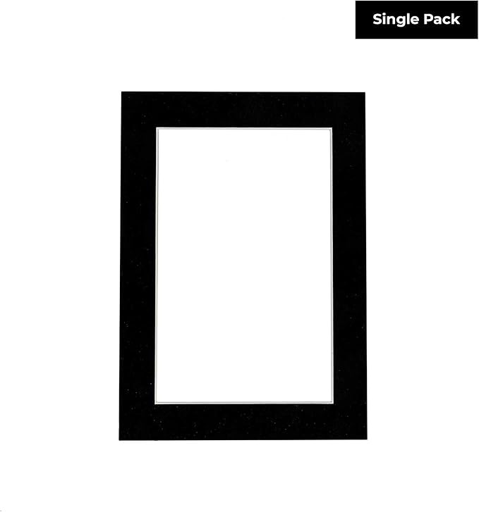 11x14 Mat Bevel Cut for 8.5x11 Photos - Acid Free Black Suede Precut Matboard With Backing Board and Crystal Clear, Self Seal Mat Bag - For Pictures, Framing - 4-ply Thickness