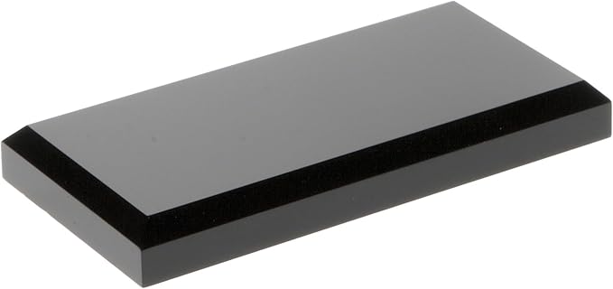 Plymor Black Acrylic Rectangular Beveled Display Base, 4" W x 2" D x 0.5" H, Pack of 6