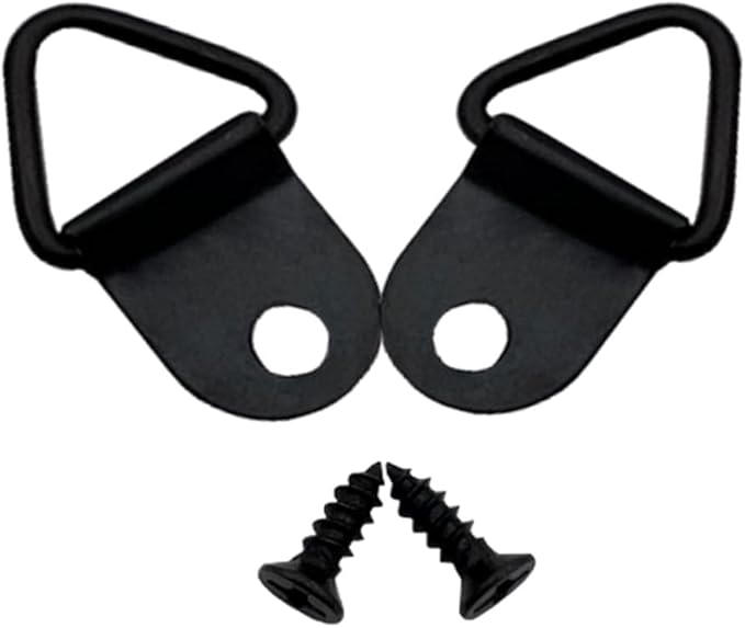 Small Triangle Ring Steel Picture Hangers with Screws Picture Frames Picture Hang Solutions for Hanging Clock Paintings Artwork Picture Frame Hook Photos(100 Pack Black )