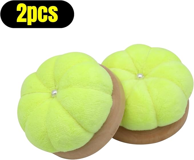 Uxney Pin Cushion,Wooden Sewing Pin Cushion Pincushion Needle Cushion for Sewing Quilting Needlework DIY Crafts(Fluorescent Yellow,2 PCS)