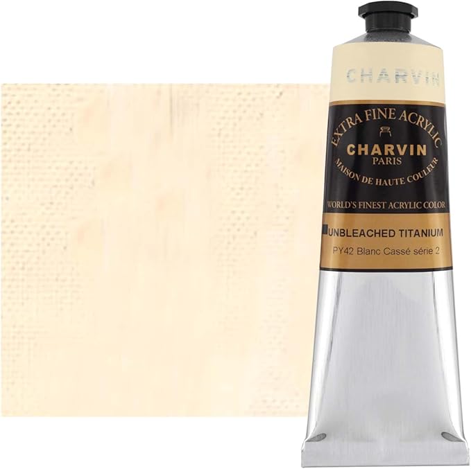 Charvin Extra Fine Professional Artist Acrylic Paint Colors, Nature Themed Hues, 150ml Unbleached Titanium