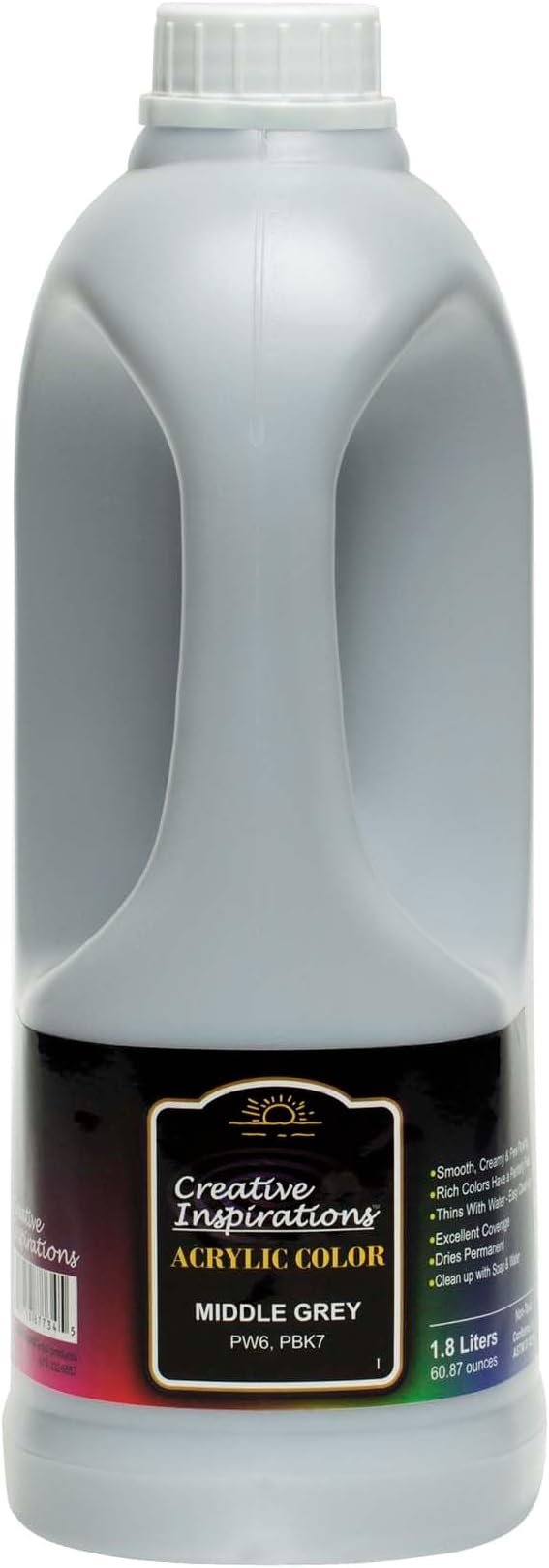 Creative Inspirations Acrylic Paint - Middle Grey - 1.8 Liter - Smooth & Creamy Consistency, Vibrant Pigmentation, Great Coverage for Artists - Clean Up with Soap & Water