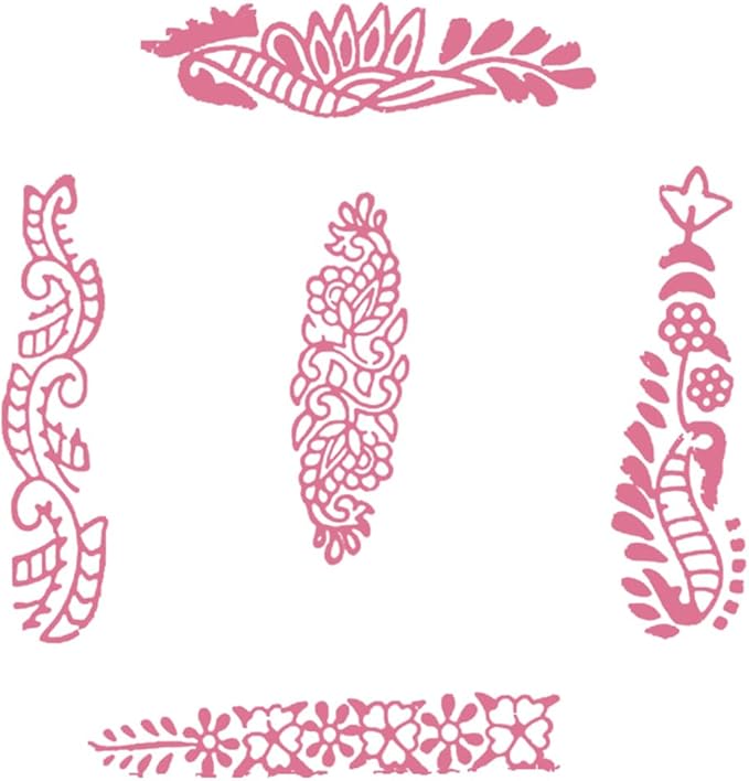 Mehndi Print Blocks Stylish Border Pattern Wooden Stamps - Handcarved Indian Textile Printing Blocks for Henna Mehndi Clay Pottery Hashcart® | Set of 5 |