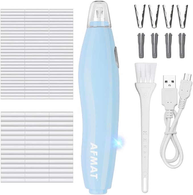 AFMAT EE04BL Electric Eraser, with 140 Refills, Rechargeable Pencil Eraser for Artist, Electric Erasers for Drafting, Drawing, Painting, Sketching, Architectural Plans, Detailer Tool-Light Blue