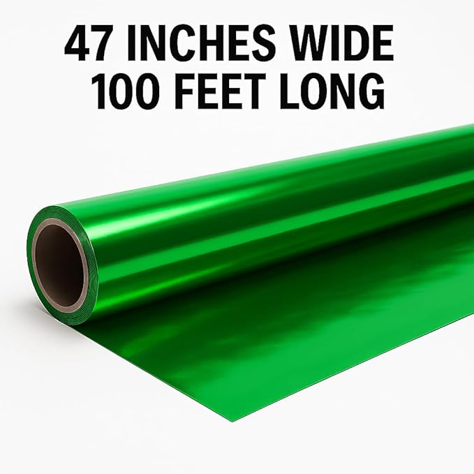 Anderson's Green Shiny Metallic PVC Roll: 47" x 100' Flame-Resistant Event Decor for Weddings, Parties, Photo Booths, Gift Wrap, Table Covers, Backdrops, Crafts & Holiday Decorations