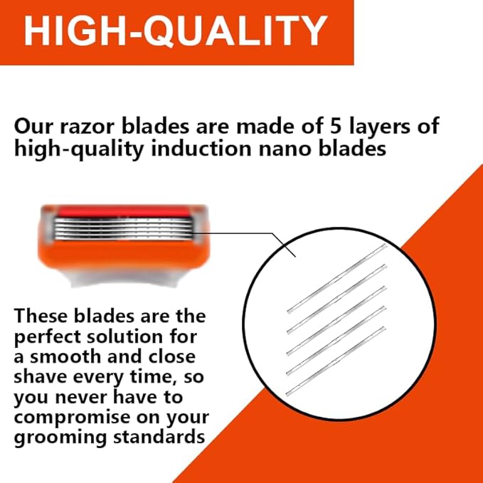 36 Replacement Blades Compatible with GL-Fusion 5 Style Razors (orange), Wet Razors Men's Blades Value Packs