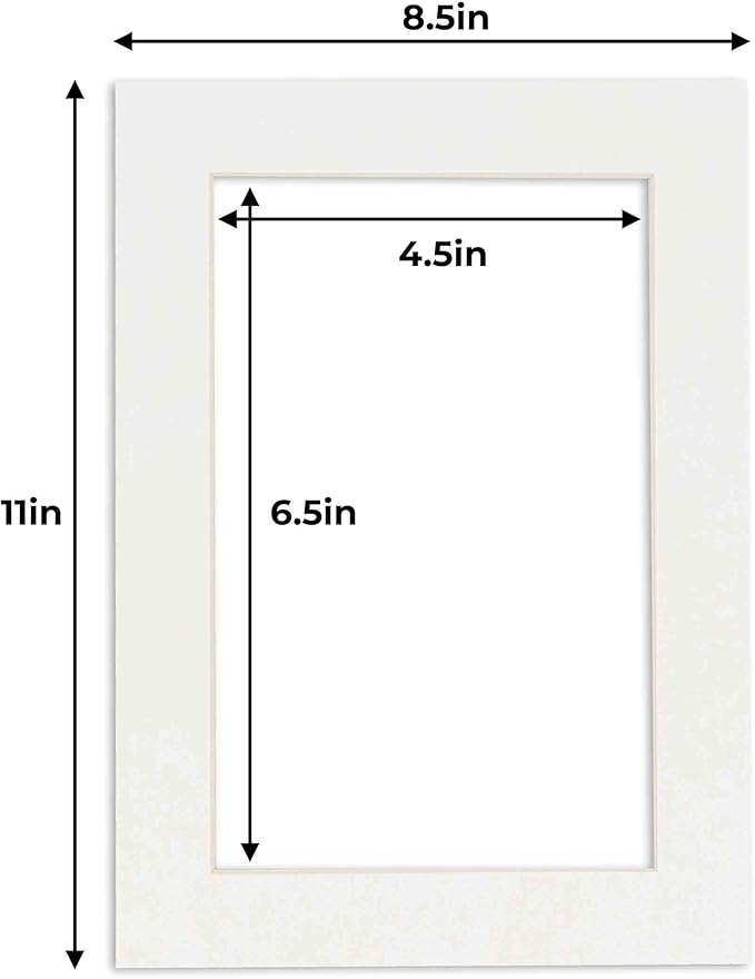 5x7 Mat for 8.5x11 Frame - Precut Mat Board Acid-Free Textured White 5x7 Photo Matte For a 8.5x11 Picture Frame, Premium Matboard for Family Photos, Show Kits, Art, Picture Framing, Pack of 100 Mats