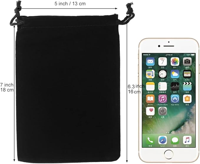 HRX Package 20pcs Velvet Drawstring Bags, 5x7 inches Velvet Pouches for Jewelry Gift Packaging (Black)