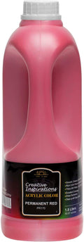 Creative Inspirations Acrylic Paint - Permanent Red - 1.8 Liter - Smooth & Creamy Consistency, Vibrant Pigmentation, Great Coverage for Artists - Clean Up with Soap & Water