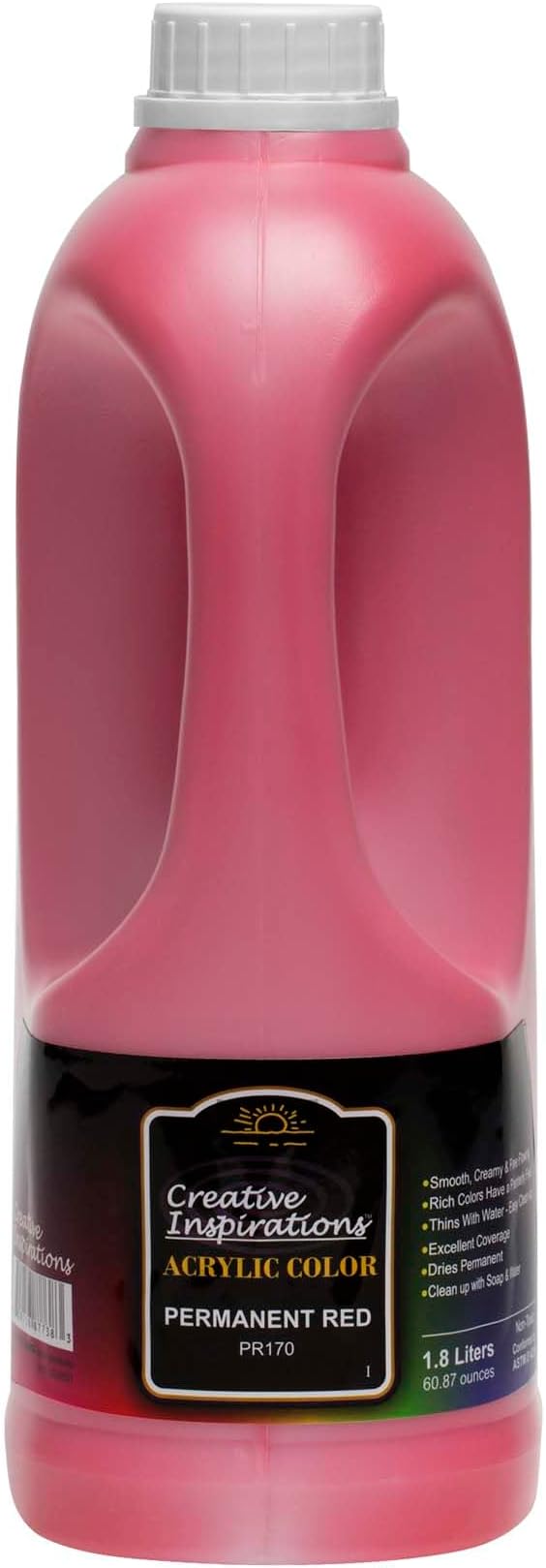 Creative Inspirations Acrylic Paint - Permanent Red - 1.8 Liter - Smooth & Creamy Consistency, Vibrant Pigmentation, Great Coverage for Artists - Clean Up with Soap & Water