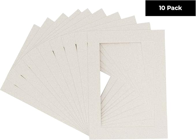 Poster Palooza Pack of TEN 8.5x11 Mats Bevel Cut for 7x9 Photos - Acid Free Oyster Shell White Precut Matboards For Pictures, Photos, Framing - 4-ply Thickness