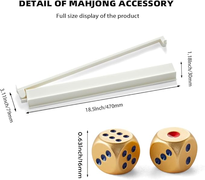 Mahjong All-in-One Tile Rack & Pusher, Acrylic Mahjong Combo, Enhanced Mah Jongg Tile Holders Set of 4 with 3 Goldern Dics (Beige White)