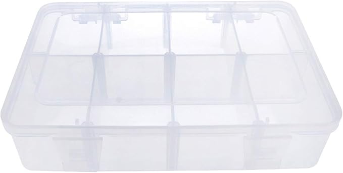 Xiaoyztan Clear Plastic Organizer, 12 Grids with Adjustable Dividers, Jewelry Box Bead Storage Container for Small Parts, Fishing Tackle, DIY Crafts, and Earrings