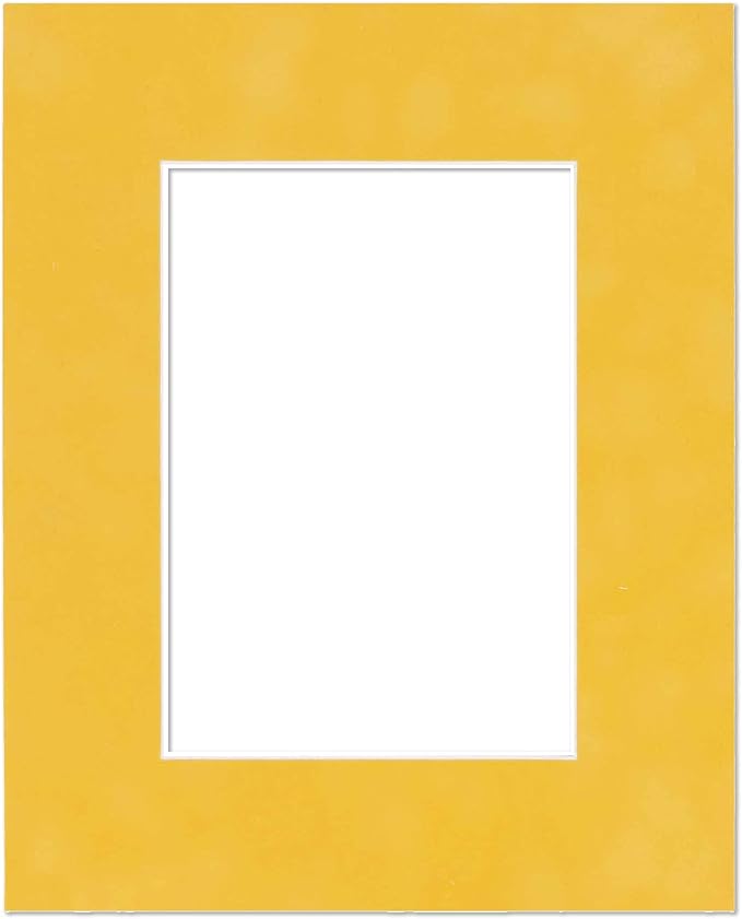 Pack of 25 Acid Free 11x14 Mats Bevel Cut for 8.5x11 Photos - Sunrise Yellow Suede Precut Matboards With Backing Boards and Clear Photo Mat Bags For Pictures, Photos, Framing - 4-ply Thickness