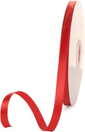3/8" x 100 Yards Red Polyester Satin Ribbon Single Faced Bulk Fabric Ribbons for Gift Wrapping, Crafting and DIY Projects, Scrapbooking, Bows and Card Making