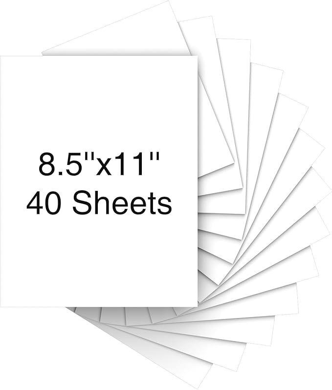 Cardstock 8.5 x 11 Inch 40 Sheets 190 gsm Heavyweight Card Stock Paper White Cardstock Printer Paper Perfect for Wedding Invitations, DIY Cards, Postcards, Photos, Art and Crafts
