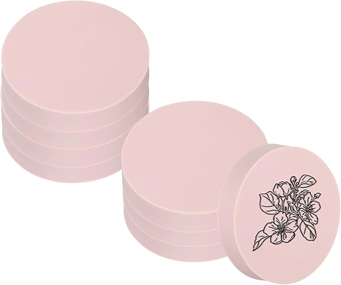 PATIKIL 8Pcs 2" Rubber Carving Blocks, Soft Linoleum Art Carving Block Round Crafts Stamp Making for Printmaking Stamps Carving Supplies, Pink