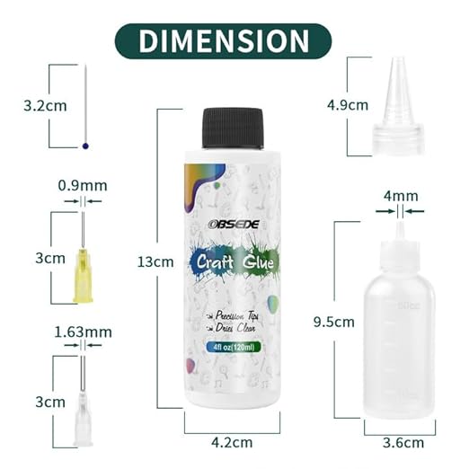 OBSEDE Art Craft Glue, 4 Fl.oz Quick Dry Clear Adhesive with Precision Fine Tip for Paper Crafts, Card Making, Scrapbooking