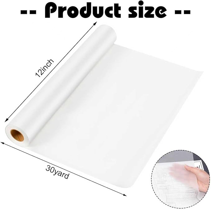 Tracing Paper Roll 12 Inch x 30 Yards White Pattern Paper Translucent Trace Paper for Sewing Drawing Sketching