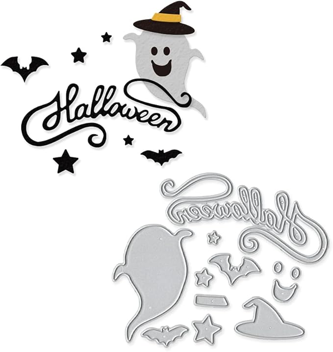 Metal Halloween Die Cuts - Ghost Bat Cutting Dies Embossing Stencil Template for Card Making Scrapbooking Paper Craft Album Stamps DIY Decor