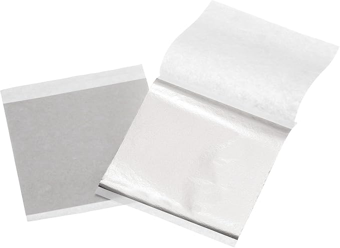 uxcell 100pcs Leaf Sheets, 3.5" x 3.5" Foil Sheets Paper Sheets for DIY Crafts Painting Nails Resin Furniture Decoration(Light Champagne Silver)