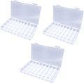 3PCS 36 Grids Large Plastic Organizer Box with Dividers, Compartment Organizer Box for Nail Accessories/Screw/Sewing Arts and Oil Paint, Bead Storage Containers 14.9 Inch x 9.2 Inch x 1.9 Inch (Clear)