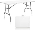 Plastic Folding Table, 6 FT Folding Table, Plastic Portable Tables for Dining Parties Card Picnic Camping, Granite White