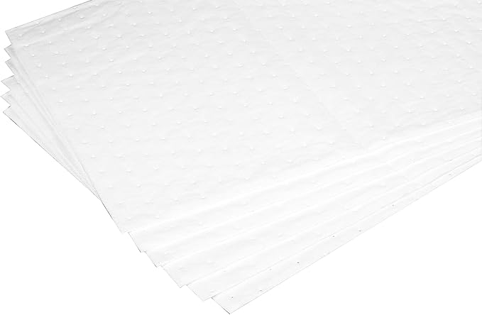 PONO 50 Pcs Oil Absorbent Pads, 15x20 IN White Heavy Weight Oil-Only Absorbent Pad,Used for Oil Spill Cleaning in Garage Workshop, Reusable, Washable, Durable