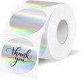 1.5" Holographic Direct Thermal Label Stickers, Round Printable Rainbow Glitter Thermal Printer Sticker Labels for Gift Wrapping, Self-Adhesive DIY Custom Logo Design- Silver