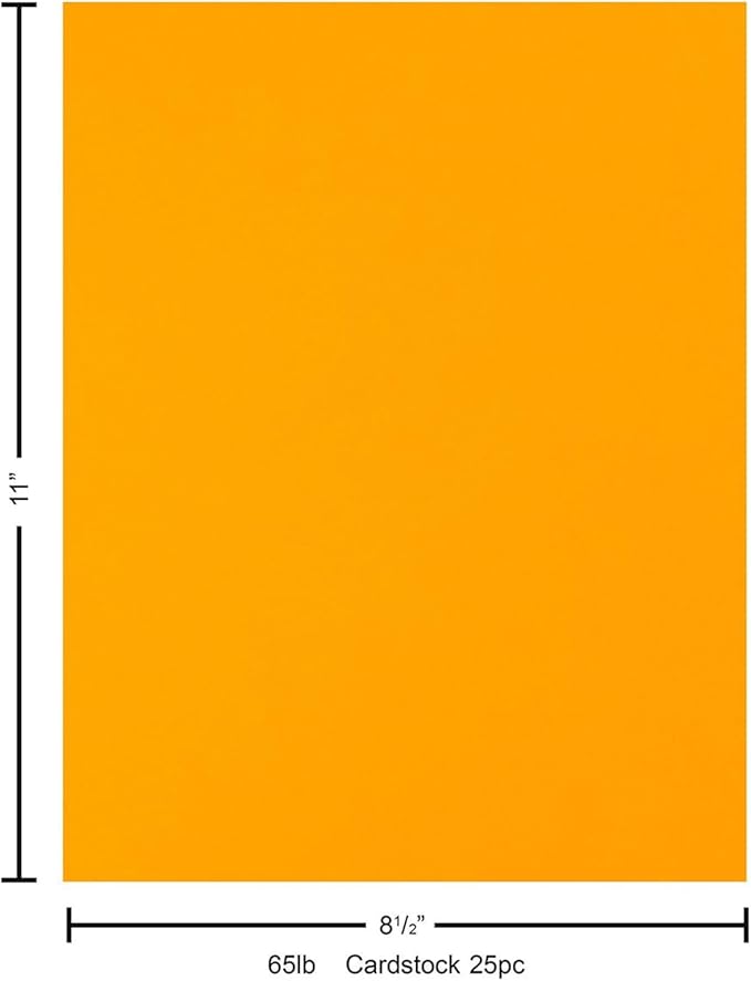 PA Paper Accents Stash Builder Cardstock 8.5" x 11" School Bus Yellow, 65lb Colored cardstock Paper for Card Making, Scrapbooking, Printing, Quilling and Crafts, 25 Piece Pack