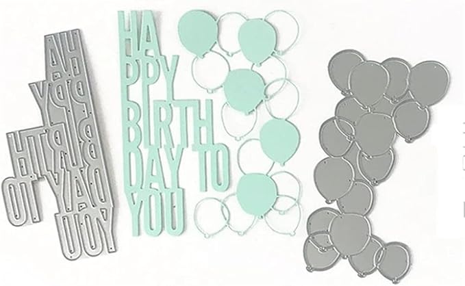 Mvchifay Cutting Dies for Card Making Metal Die-Cuts Scrapbooking Tool Hollow Frame DIY Craft Punch Template Embossing for Paper Album Decor (Happy Birthday Ballon-4.7x5.7in)
