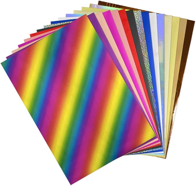 50 Sheets Toner Reactive Foil Sheet for Crafts Paper Holographic Heat Transfer Craft Foil Paper for Scrapbooking Stamping Cardstock Heat Transfer DIY Crafts Accessories 7.9 x 11.4inch-Laser Silver