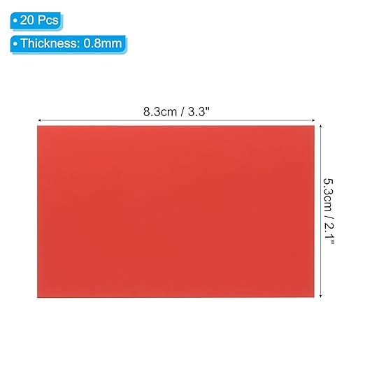 PATIKIL 2.1x3.3 Inch Anodized Aluminum Sheet Metal, 20Pcs Laser Plates Engraving Blanks 0.5MM Thin Rectangle for Crafting DIY House Laser Engraving, Red