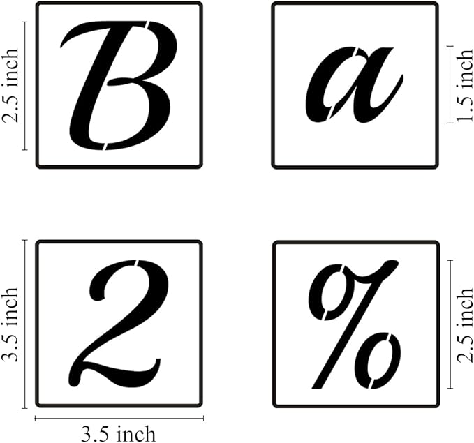 2.5 Inch Alphabet Letter Stencils for Painting - 70 Pack Letter and Number Stencil Templates with Signs for Painting on Wood, Reusable Cursive Letters Stencils for Chalkboard Wood Signs & Wall Art