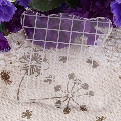 1PC Acrylic Stamp Blocks with Grid Lines, Transparent with Curve Edges Essential Stamping Tools for Scrapbooking Crafts Making (7.5x7.5cm)