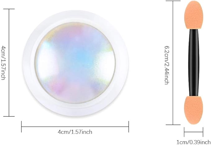 Ownest 2 Pcs Neon Chrome Nail Powder, Unicorn Chrome Nails Glitter Pigment, Aurora Iridescent Powder Pigment for Nails, Opal Pearl Mica Powders, Chameleon Pearl Manicure Pigment