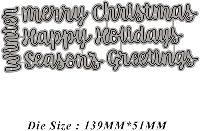 Mvchifay Cutting Dies Happy Birthday Holiday Thanks Greetings Metal Stencils Scrapbooking Tool Love Heart DIY Carbon Steel Embossing Template for Paper Card Making (Happy Holiday Greetings)