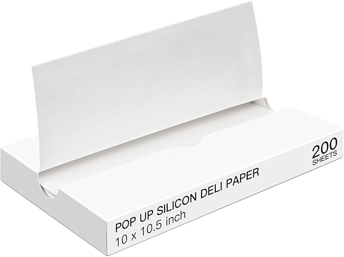 Precut POP UP Deli Paper Sheet Pack of 200, Interfolded Heavy Paper for Food Wrap and Serving (10" x 10-1/2", White）