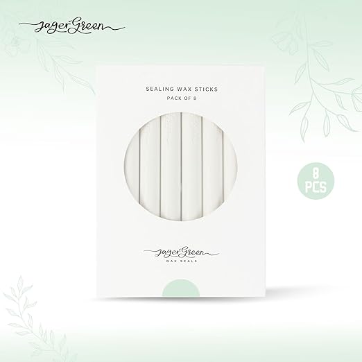 Glue Gun Wax Seal Sticks, 8 Pcs White Sealing Wax Sticks for Wedding Invitation Envelopes, Antique Stamp Seals, Letter Sealer, Scrapbook Supplies, Christmas Cards, Gifts Wrapping
