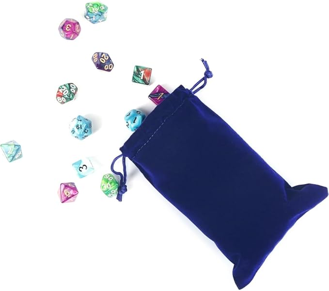 HRX Package 20pcs Velvet Jewelry Bags, 5x7 inch Blue Cloth Gift Drawstring Pouches Baggies Sacks for Dice Ornament