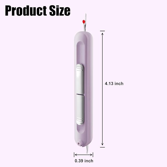 Needle Threaders, 2 in 1 Plug-in Needle Threader Seam Ripper Tool, Automatic Stretchable Seam Rippers for Sewing, Hand Quilling Supplies,Embroidery Stitch Removal (Purple/Yellow)