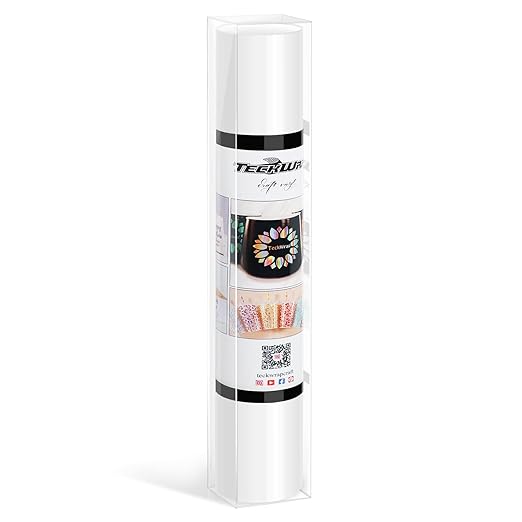 TECKWRAP 001 Smart Adhesive Vinyl Permanent,13in x 5ft, Vinyl for DIY Decal Projects, Compatible with Explore3/Maker3, Glossy Coconut White
