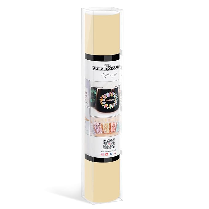 TECKWRAP Matte Vinyl Smart Adhesive Vinyl Permanent,13in x 5ft, Vinyl for DIY Craft Decal Projects, Compatible with Explore3/Maker3, Beige