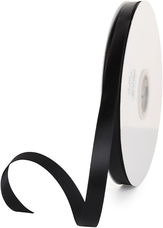 3/8" x 100 Yards Black Polyester Satin Ribbon Single Faced Bulk Fabric Ribbons for Gift Wrapping, Crafting and DIY Projects, Scrapbooking, Bows and Card Making
