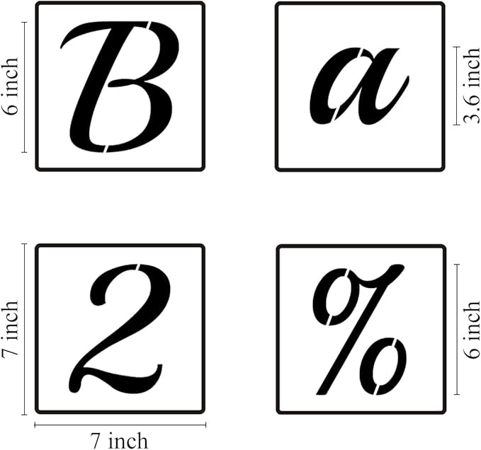 6 Inch Alphabet Letter Stencils for Painting - 70 Pack Letter and Number Stencil Templates with Signs for Painting on Wood, Reusable Cursive Letters Stencils for Chalkboard Wood Signs & Wall Art