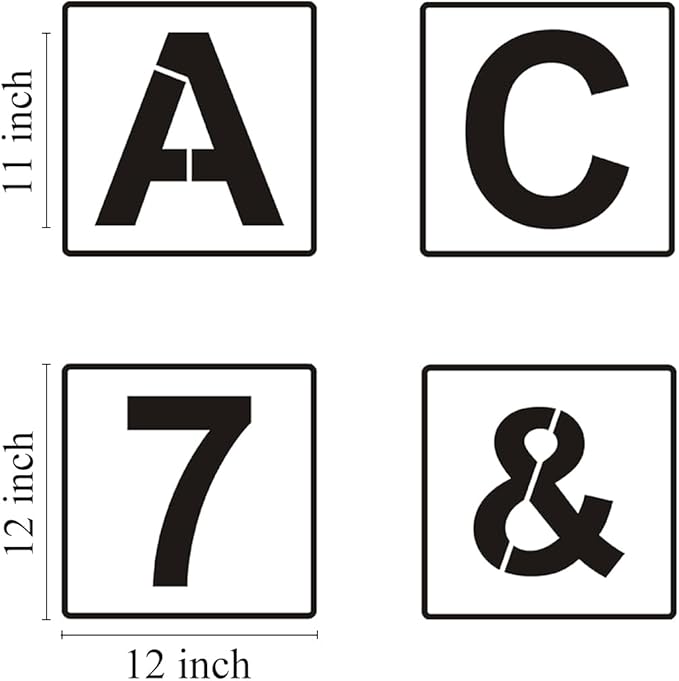 Alphabet Letter and Number Stencils 12 Inch - 40 Pack Large Letters and Numbers Stencil Templates with Signs for Painting on Wood, Reusable Number Letter Stencils for Chalkboard Signs & Wood Wall Art